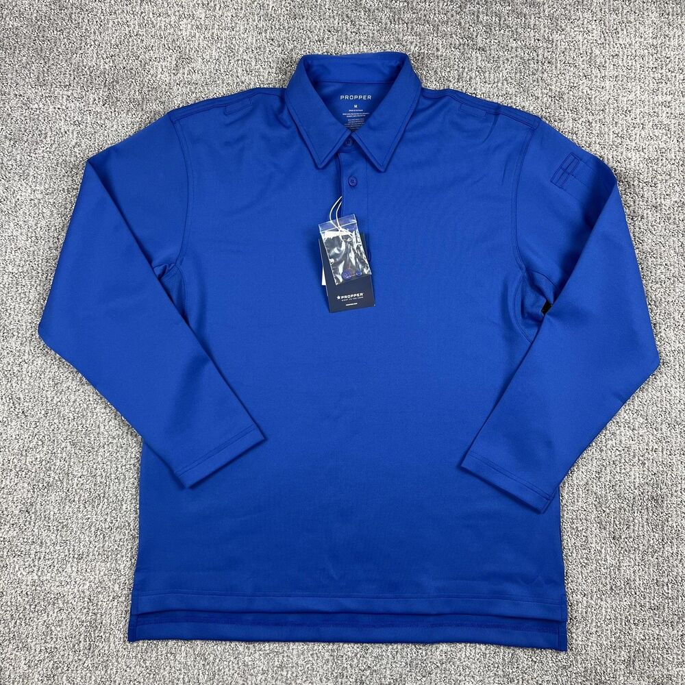 Propper Polo Shirt Mens Medium Cobalt Blue Performance Long Sleeve Uniform F5351